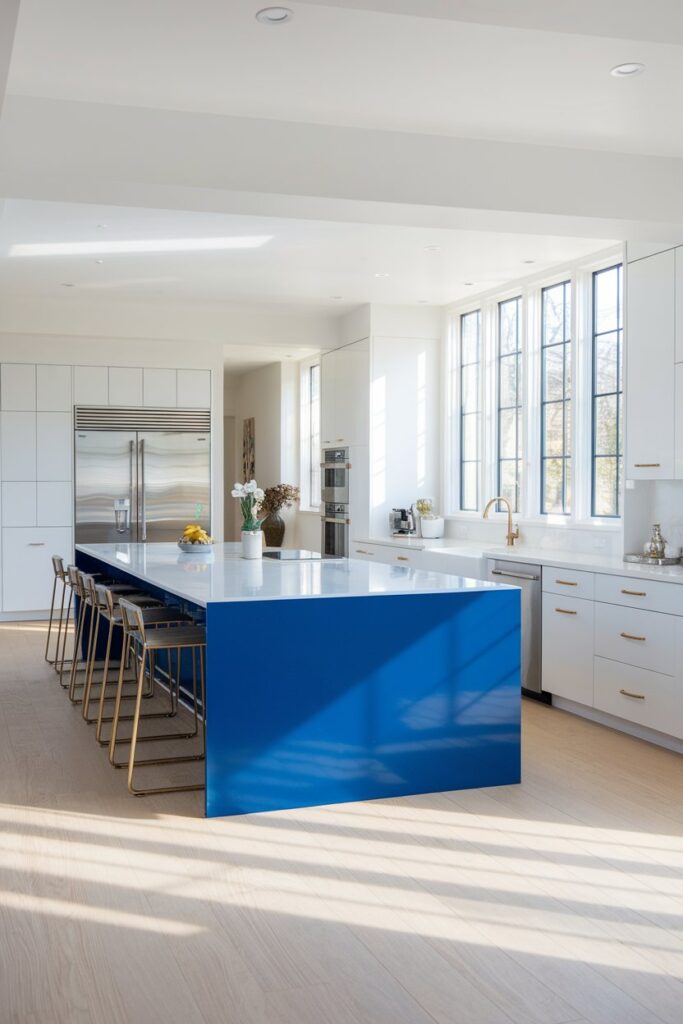 Kitchen Island with Bold Color Pop