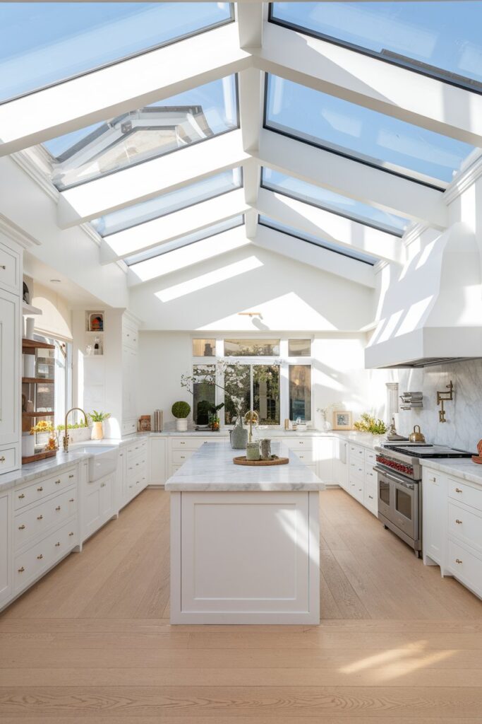 White Kitchen with Skylights and Natural Light