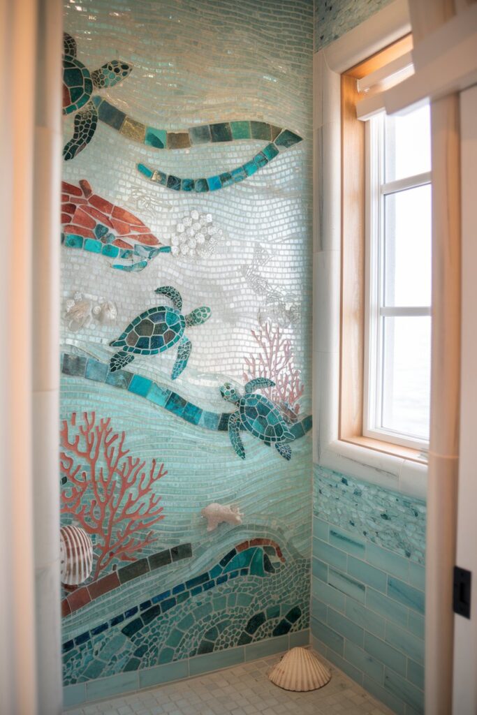 Marine-Inspired Mosaic Tile Work