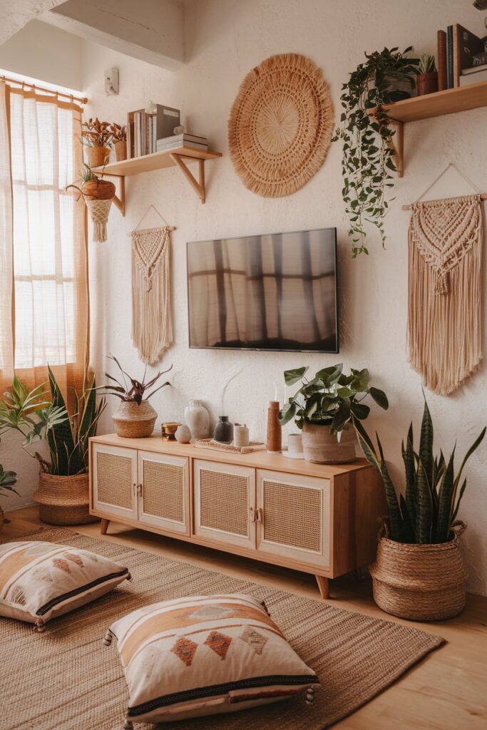 Boho-Inspired TV Wall