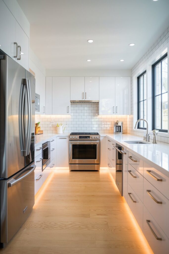 White Cabinets with Stainless Steel Appliances