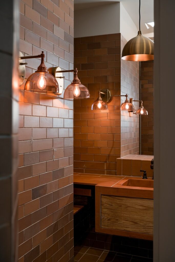 Terracotta and Copper/Brass Light Fixtures