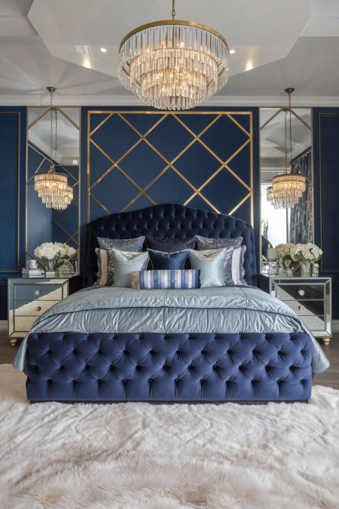 Blue Modern Glam Bedroom