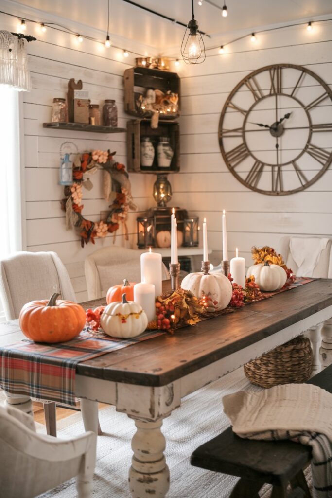 Farmhouse Dining Room with Seasonal Farmhouse Decor