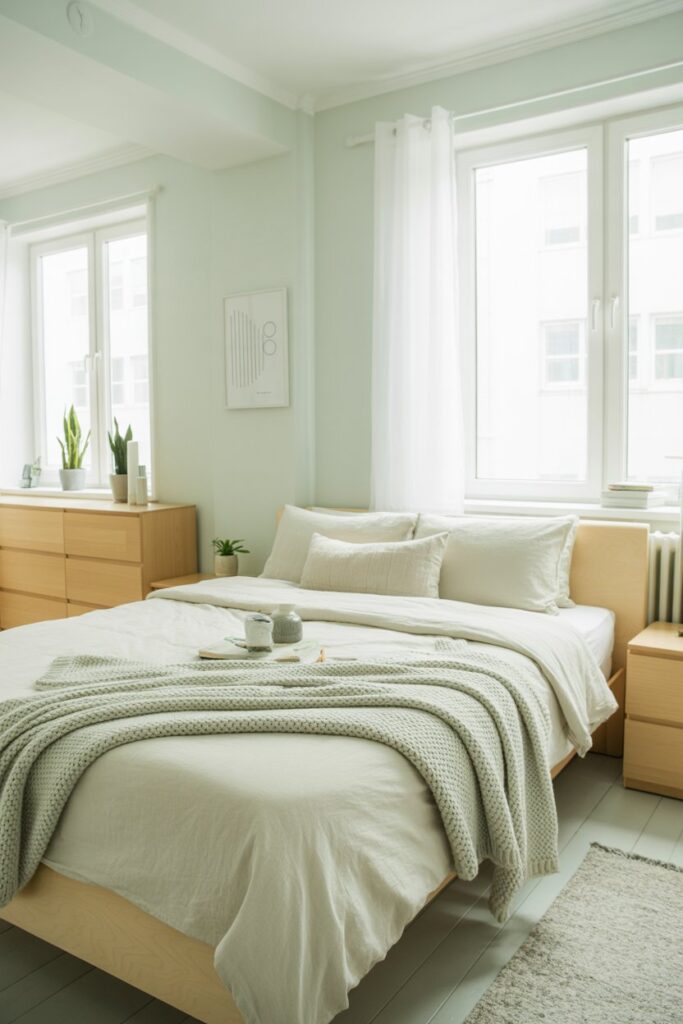 Green Bedroom with Scandinavian Touches