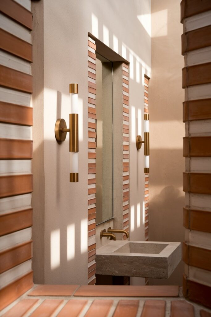 Wall Sconces Framed by Terracotta Details