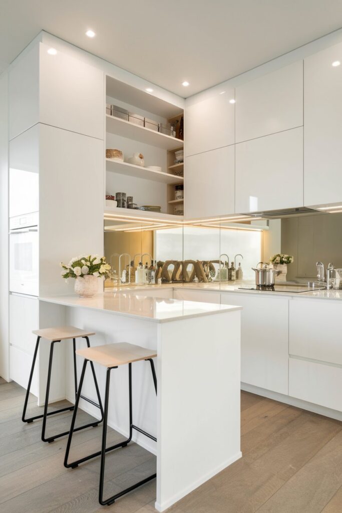 Compact Small White Kitchen with Smart Storage