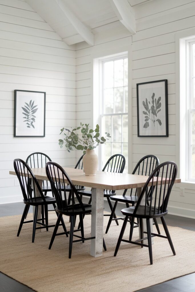 Farmhouse Dining Room with Minimalist Farmhouse Touches