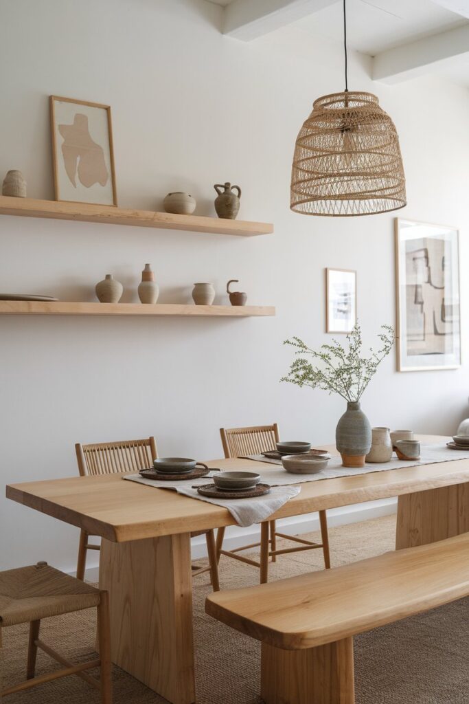 Wooden Japandi Dining Table Inspiration