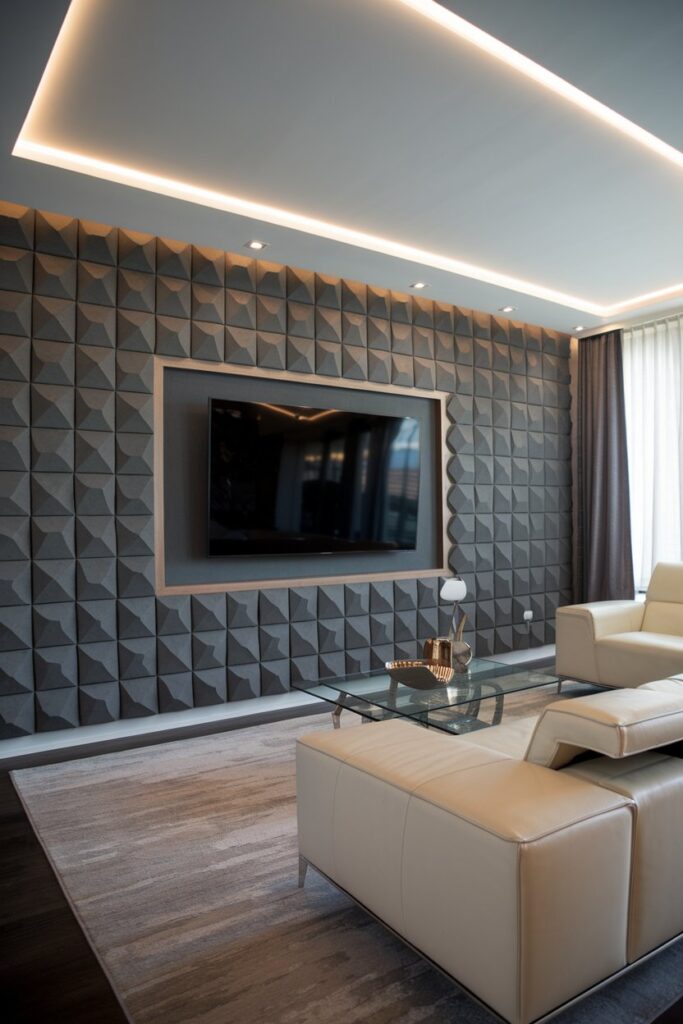 Accent Wall with Textured Panels