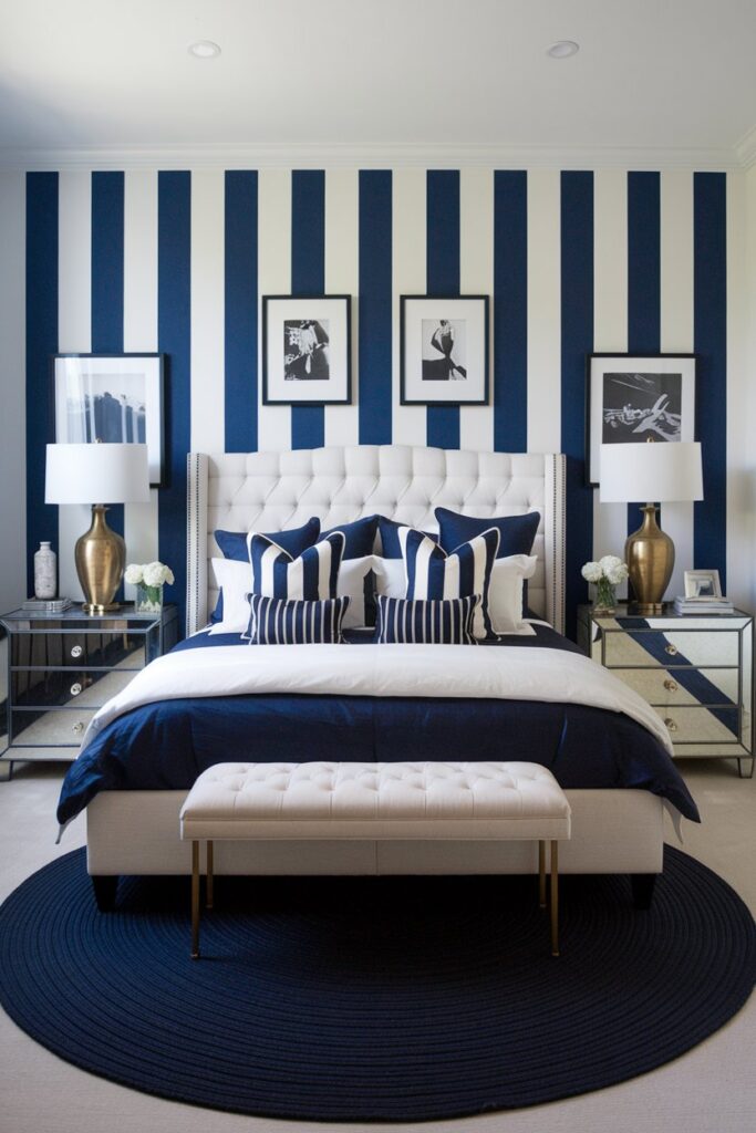 Blue and White Striped Walls