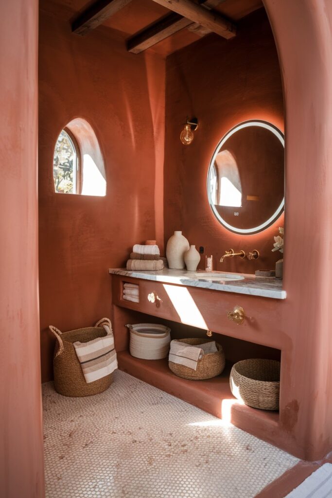 Terracotta Accent Wall in the Shower