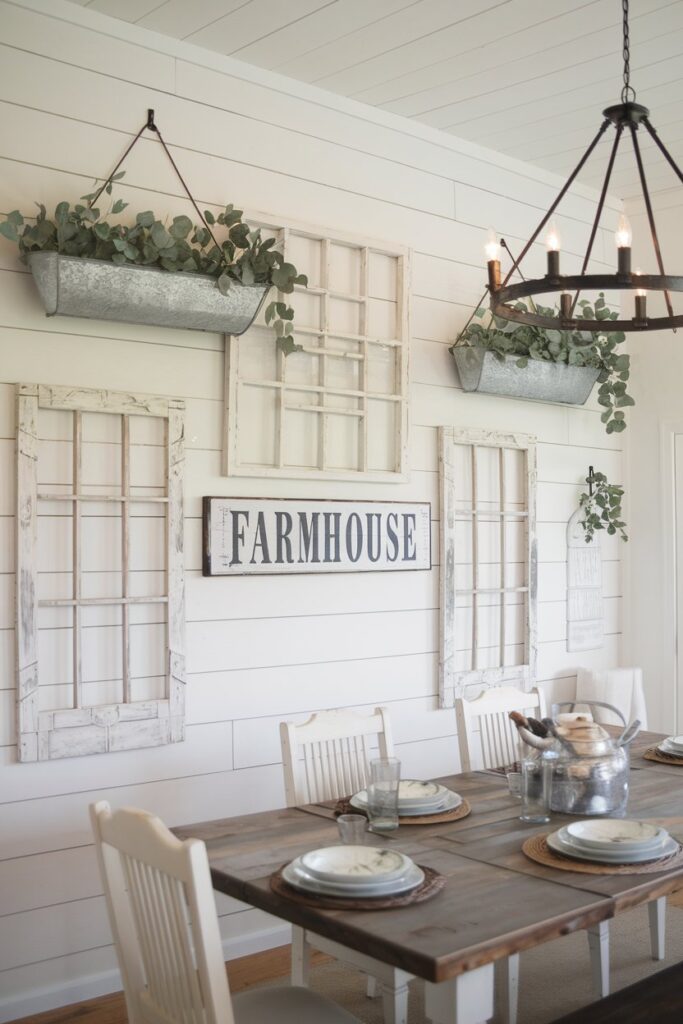 Whitewashed Farmhouse Dining Room Decor