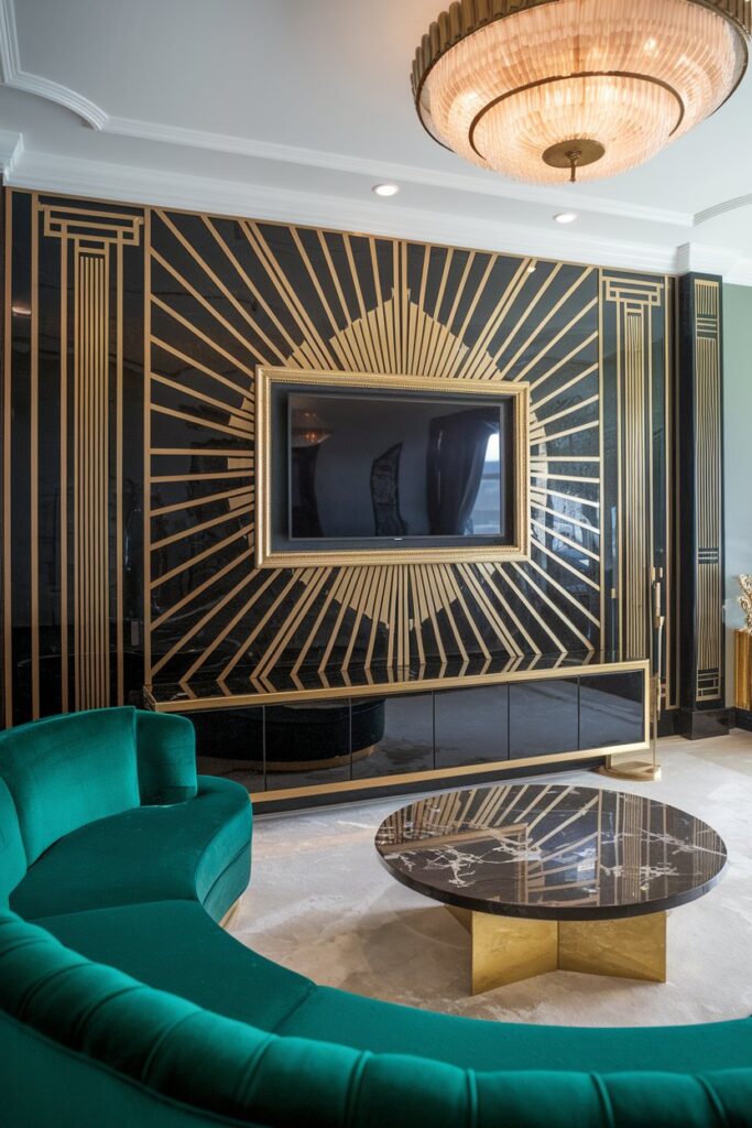 Art Deco Inspired TV Wall