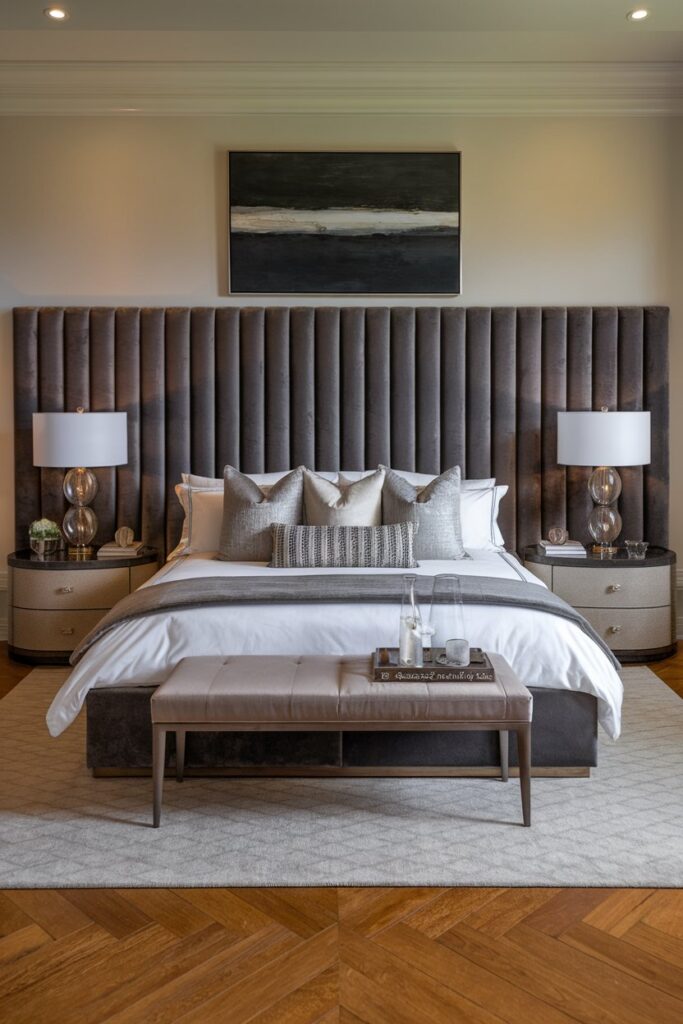 Grey Bedroom with Statement Headboard