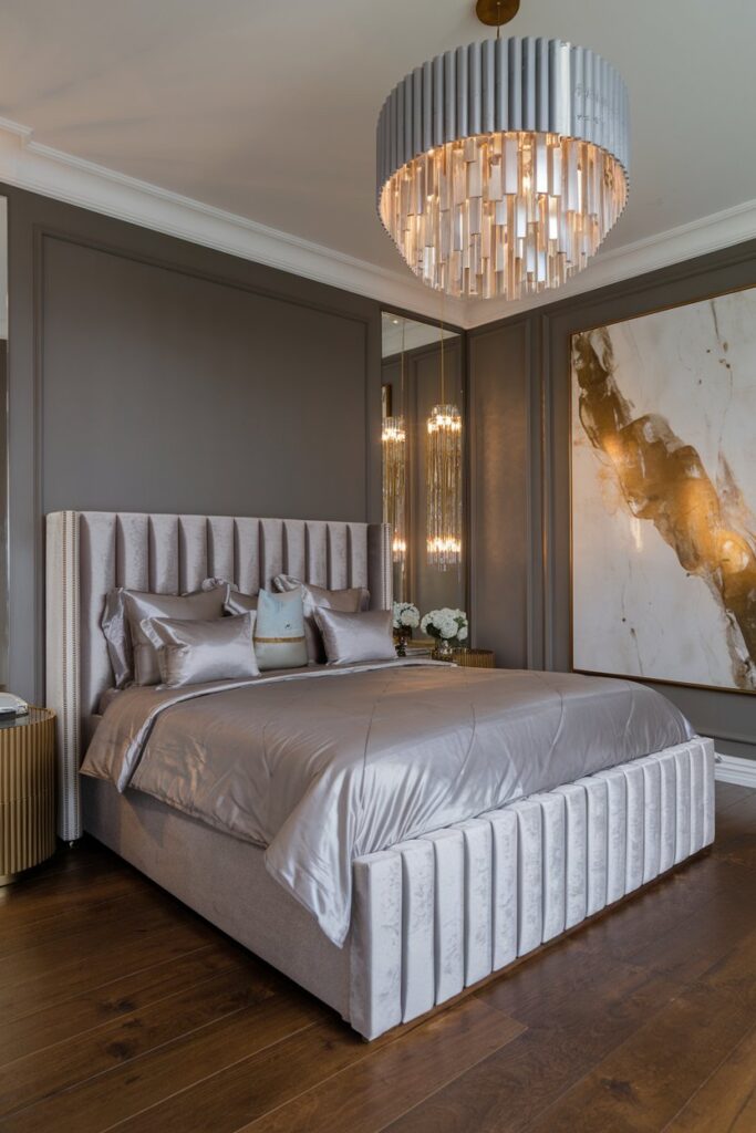 Grey Bedroom with Gold Accents