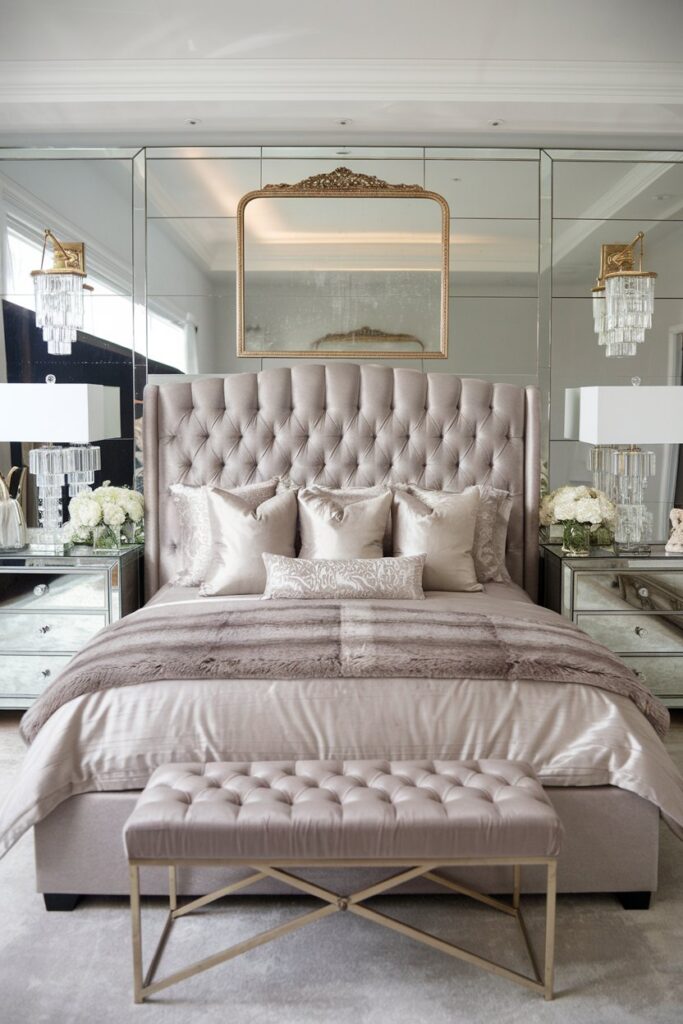 Chic Tufted Headboard with Metallic Accents