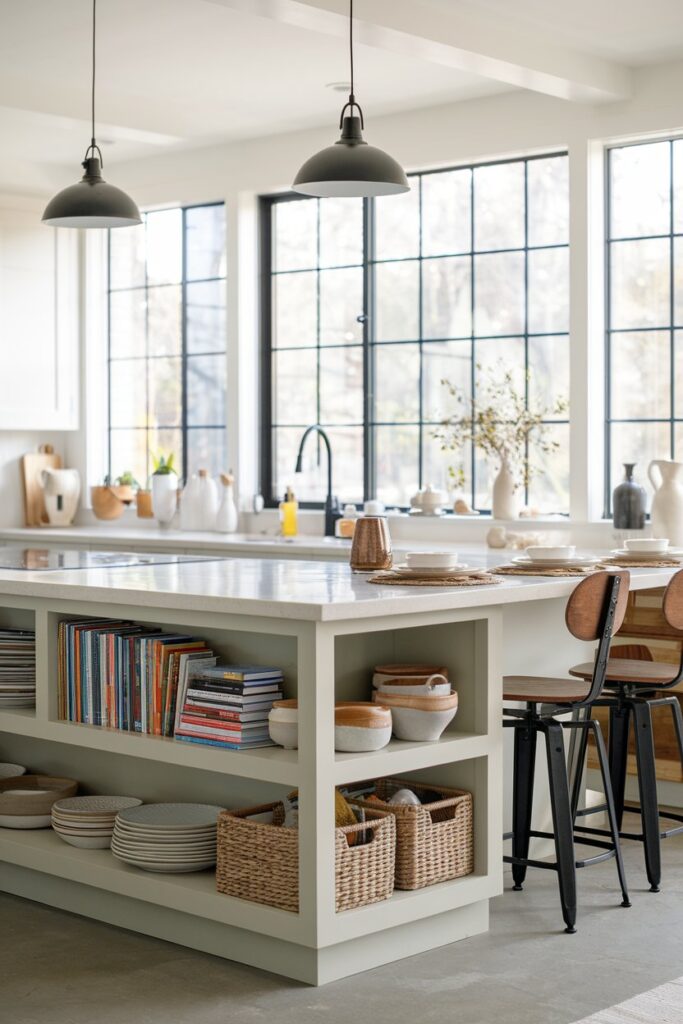 Kitchen Island with Open Shelving