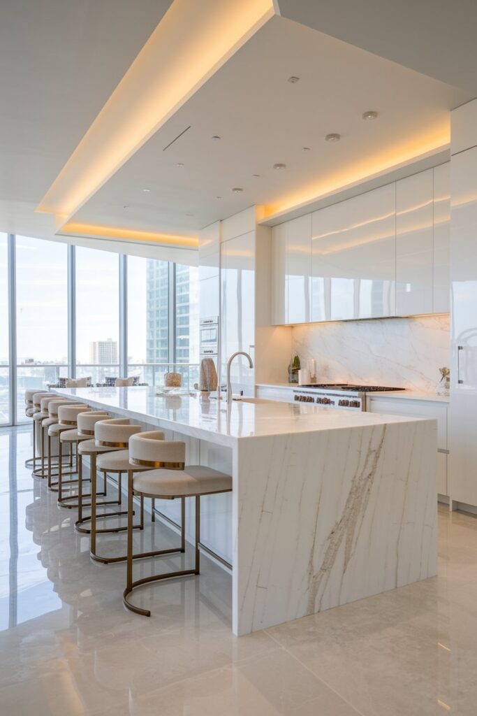 Waterfall Edge Kitchen Island