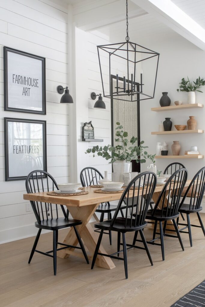 Modern Farmhouse Dining Room with Black Accents
