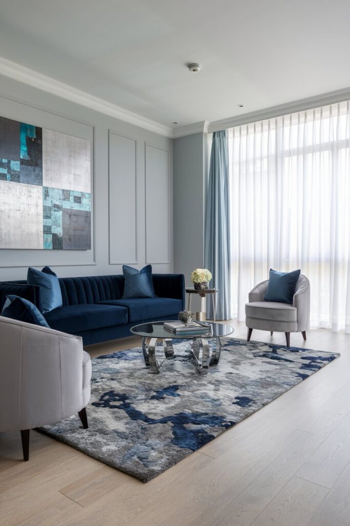 Grey and Blue Living Room for a Cool, Calming Vibe