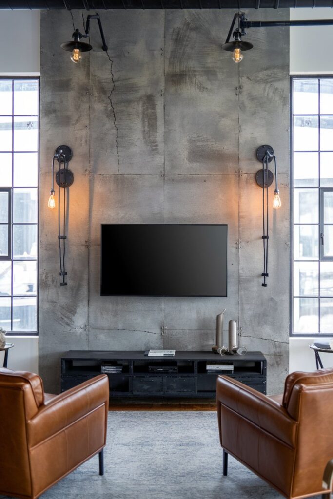 Industrial Concrete TV Wall