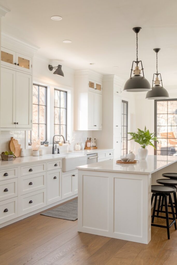 White Kitchen with Black Hardware for Contrast