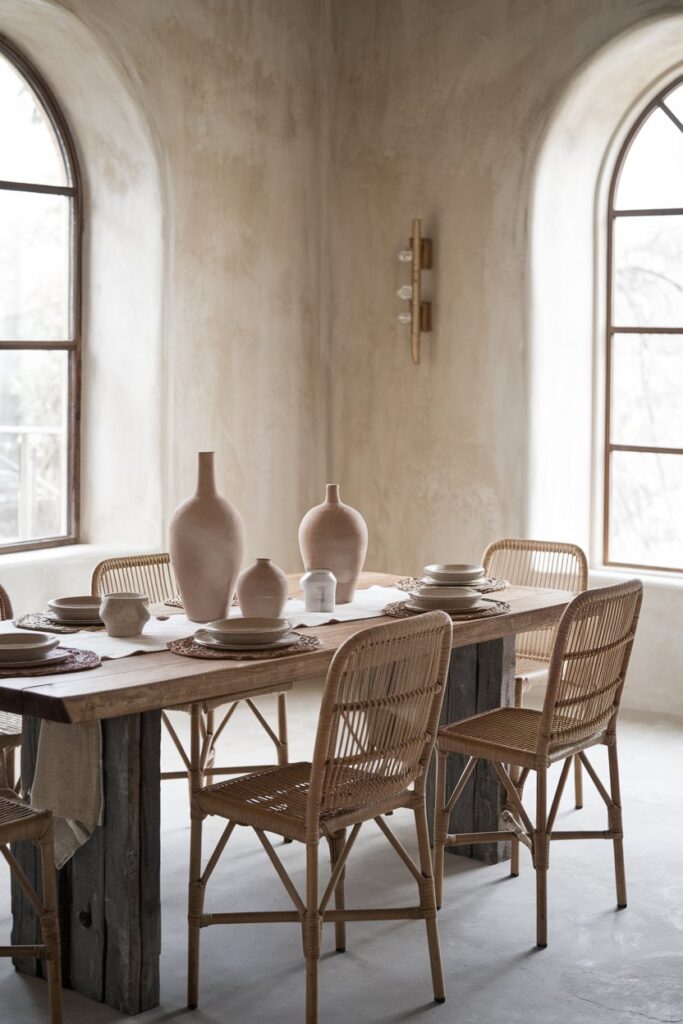 Japandi Dining Room with Natural Textures