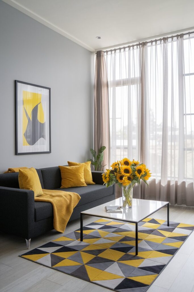 Grey and Yellow Living Room for a Pop of Color