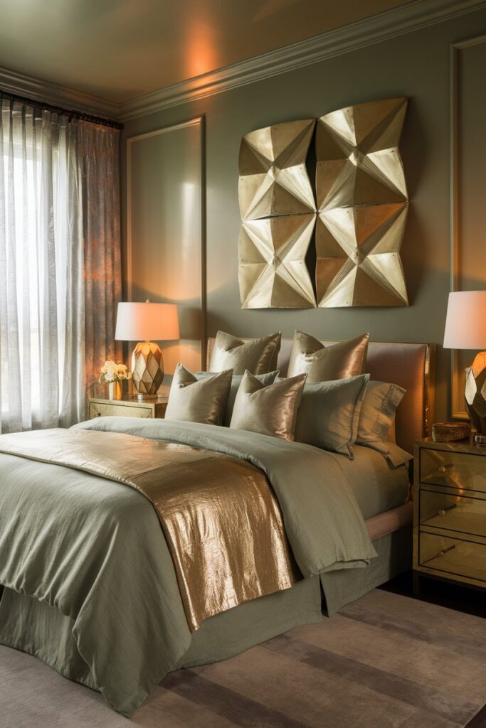 Green and Gold Bedroom Decor