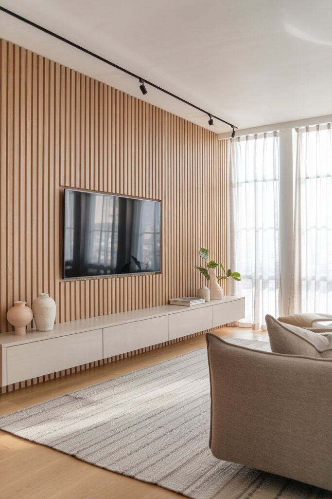 Wood Slat TV Wall