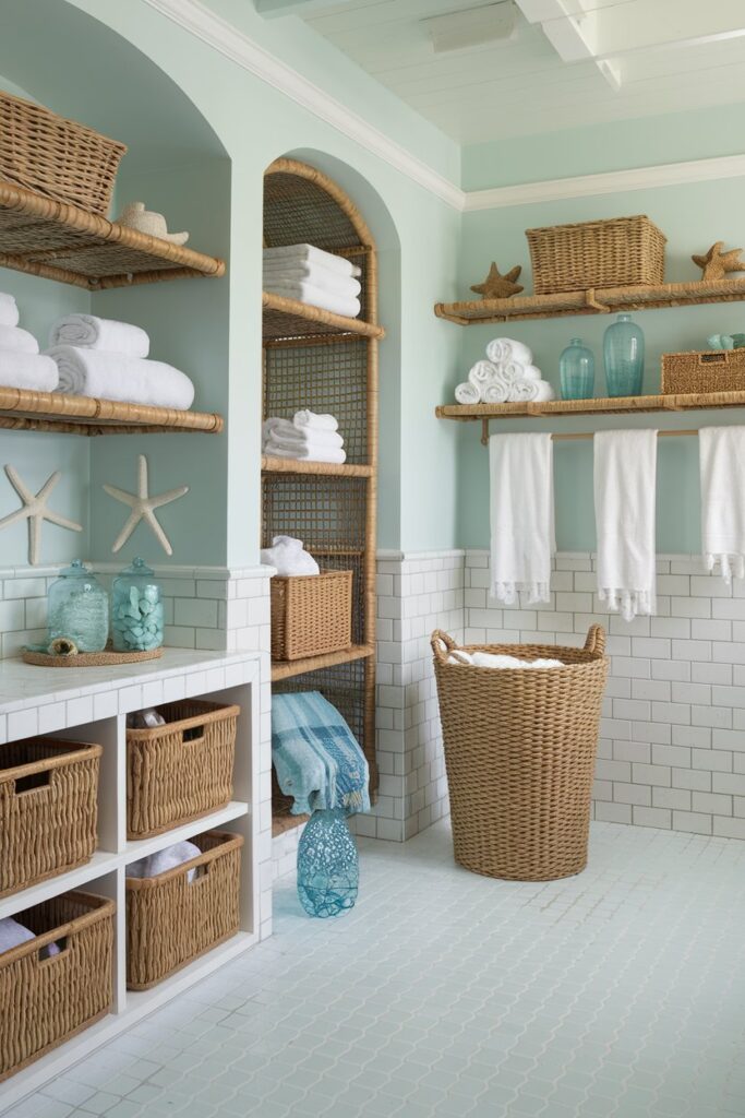 Wicker and Rattan Bathroom Storage