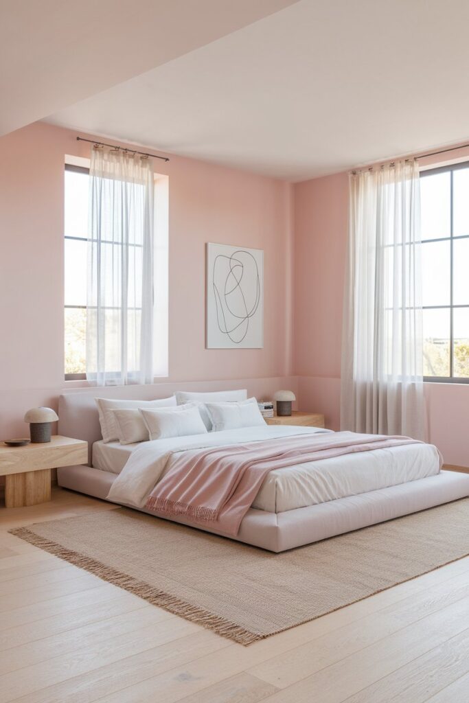 Blush Pink Minimalist Bedroom