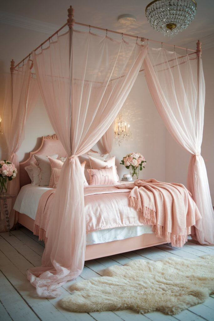 Blush Pink Canopy Bed