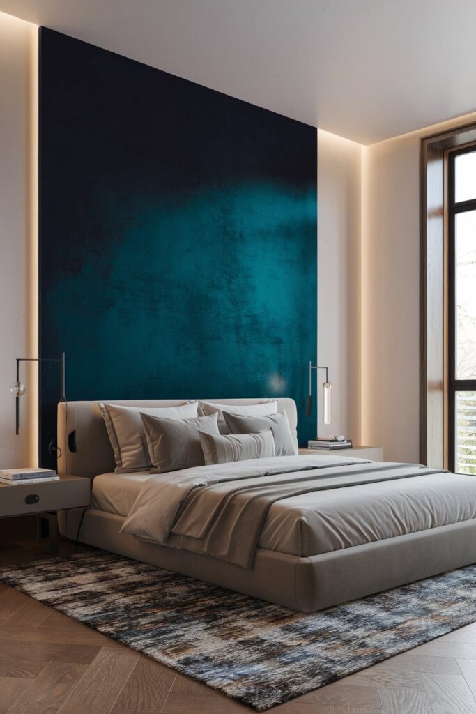 Bold Accent Wall in Guest Bedroom