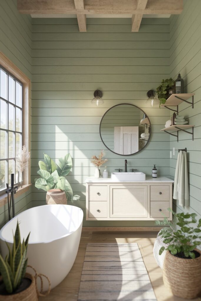 Green Painted Shiplap Walls
