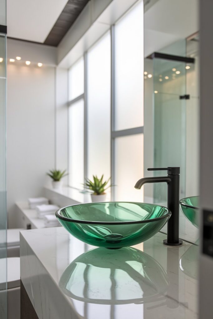 Green Glass Vessel Sink