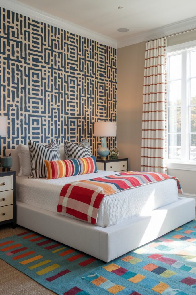 Guest Bedroom with Bold Patterns