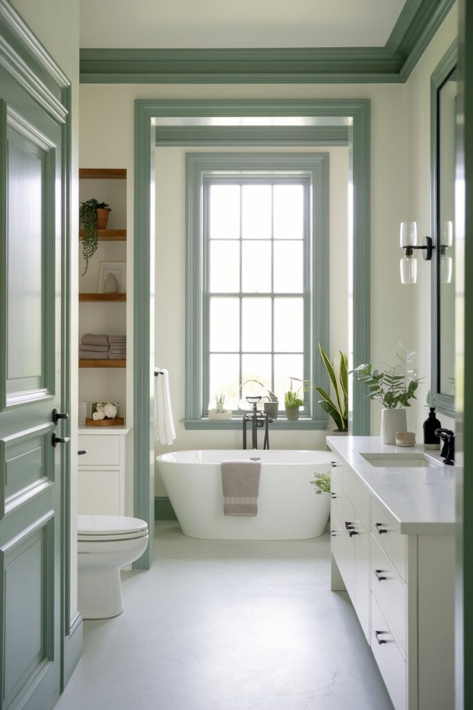 Green Painted Door and Trim