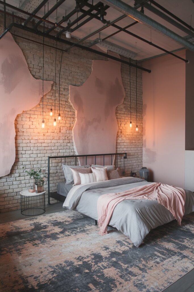 Industrial Pink Loft Bedroom