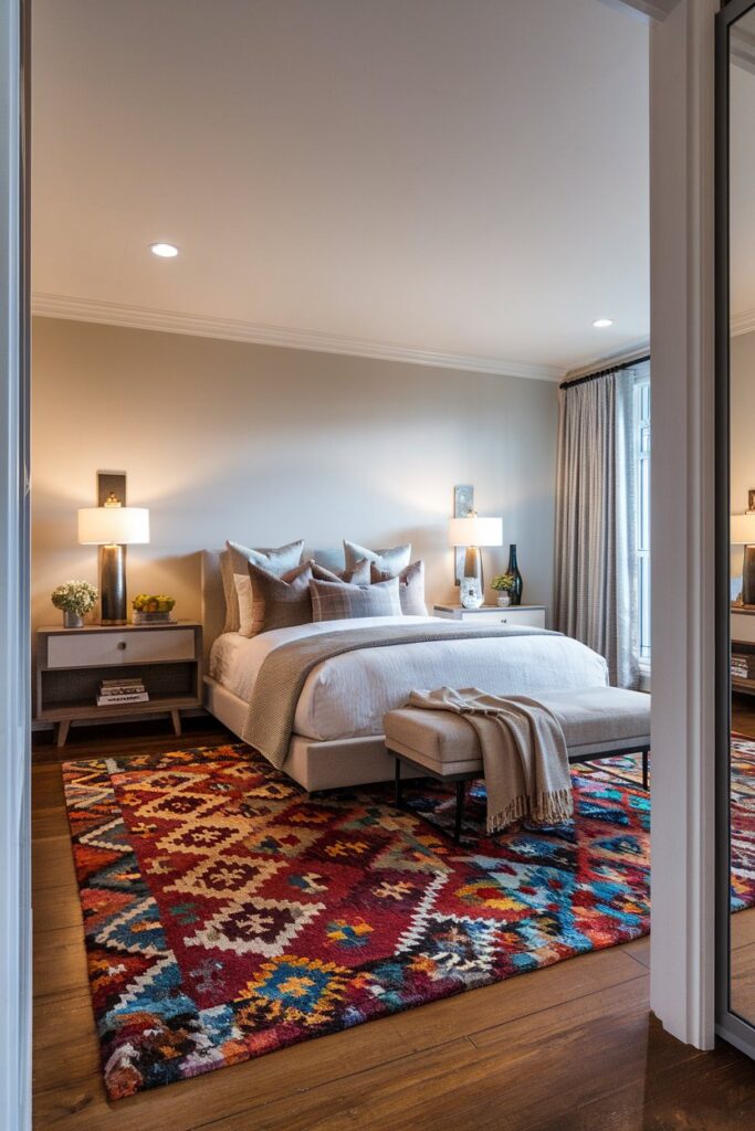Guest Bedroom with Statement Rug