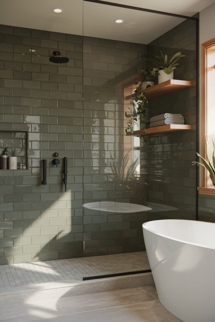 Olive Green Bathroom Tiles
