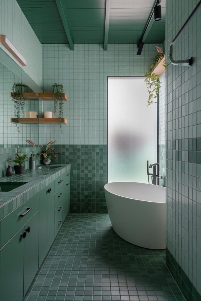 Monochrome Green Bathroom Design
