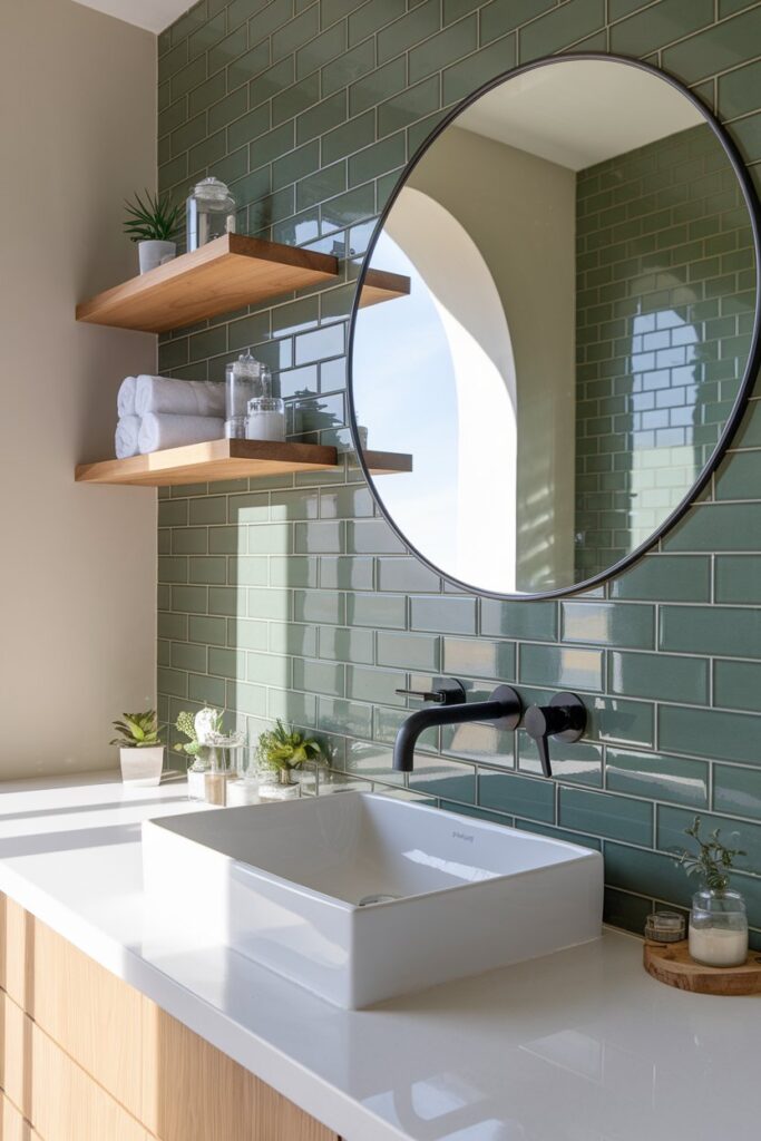Green Subway Tile Backsplash