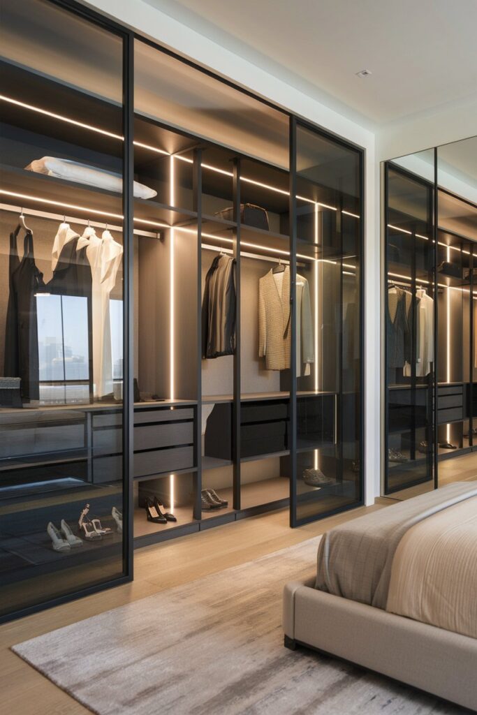 Walk-In Wardrobes with Glass Doors