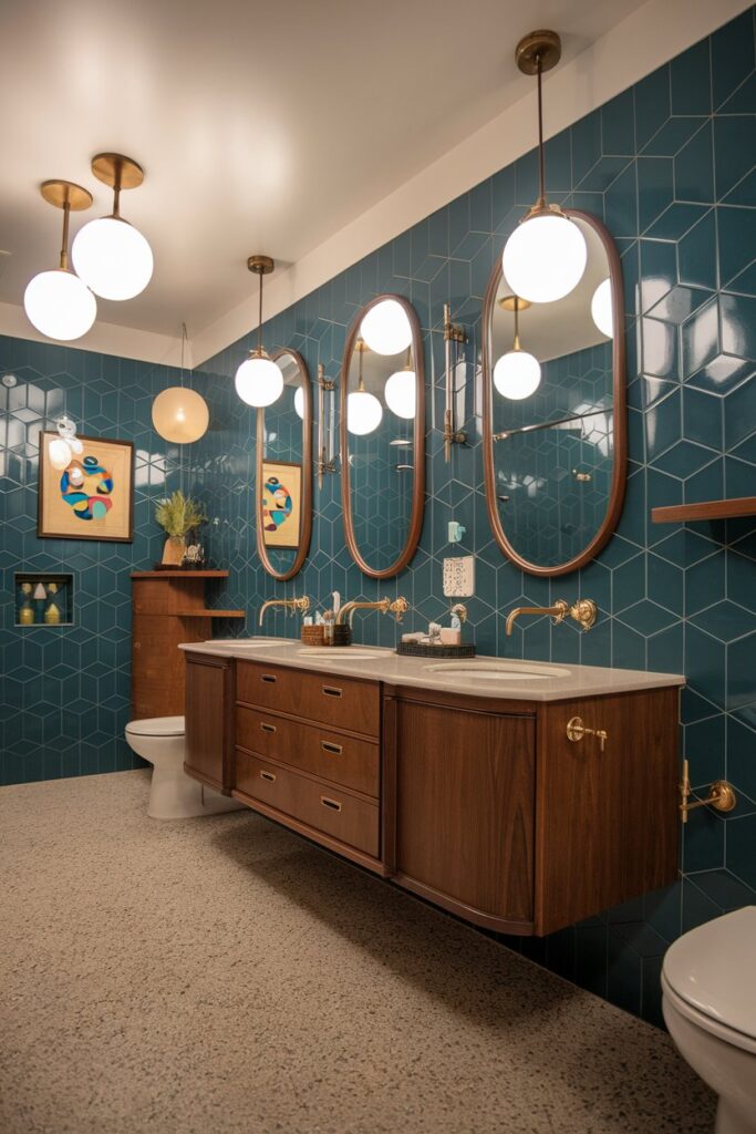 Mid-Century Blue Bathroom