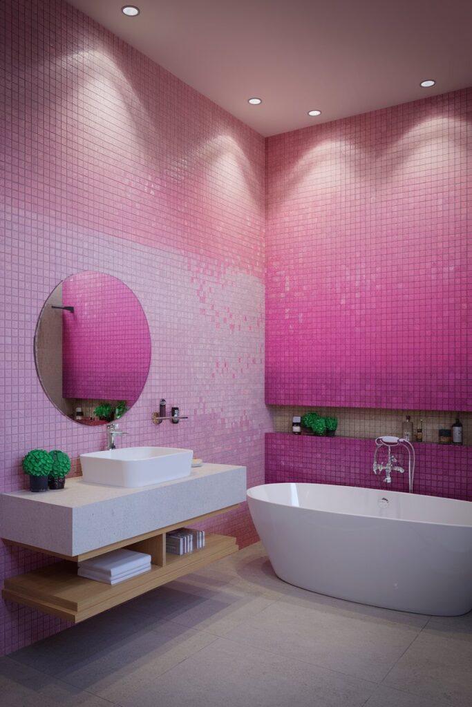 Pink Tile Mosaic Bathroom