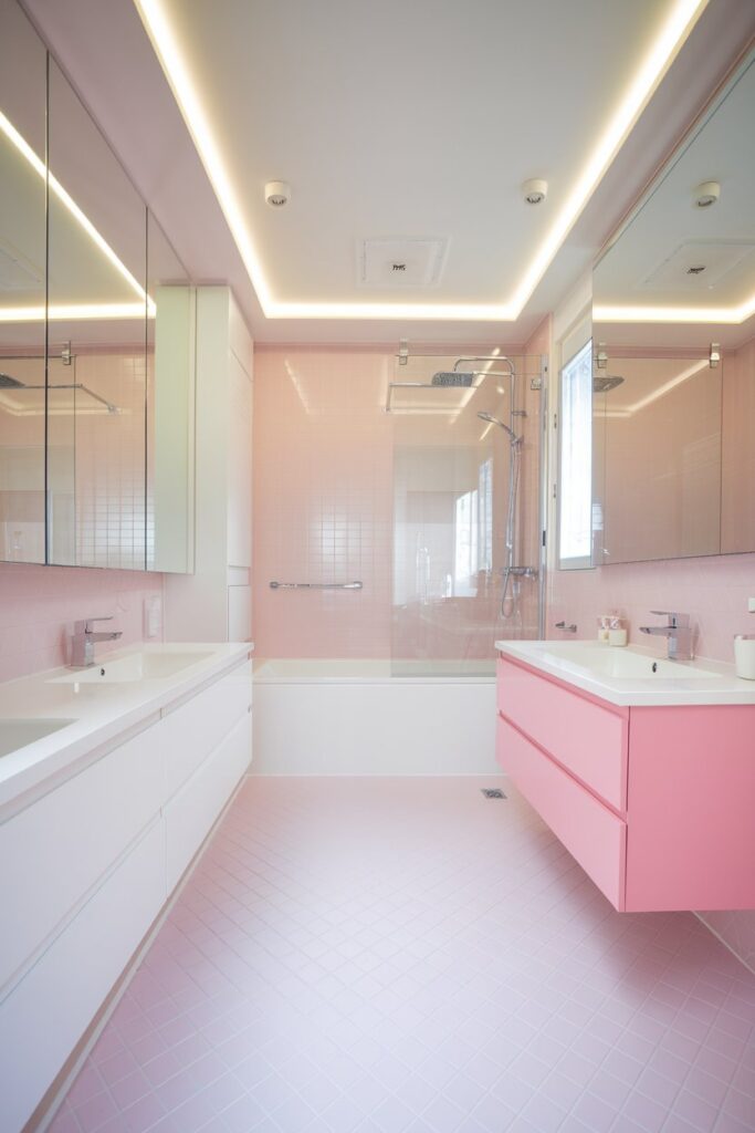 Modern Pink and White Bathroom