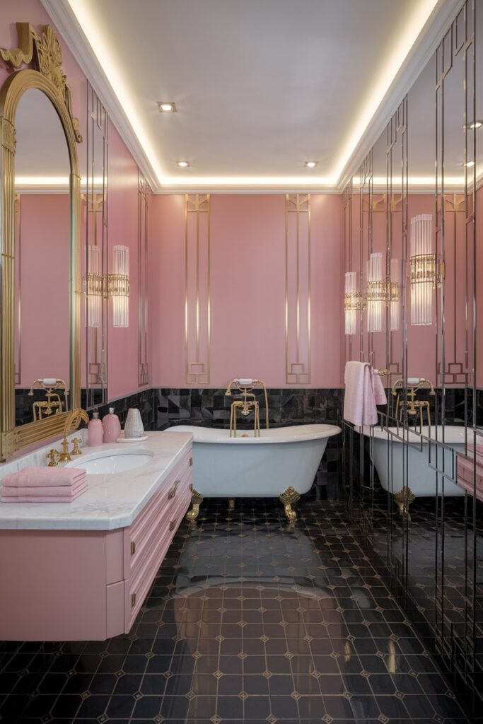 Pink Art Deco Bathroom Glamour