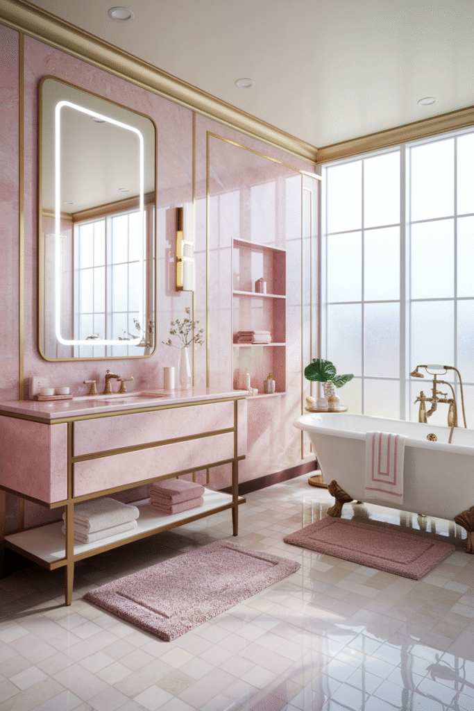 Pink Marble Vanity Bathroom